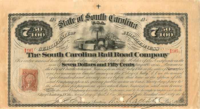 South Carolina Railroad Co. - Bond